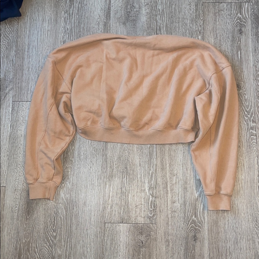 Aerie oversized Tan Cropped Sweatshirt size large loungewear comfy cozy pullover - Picture 6 of 6